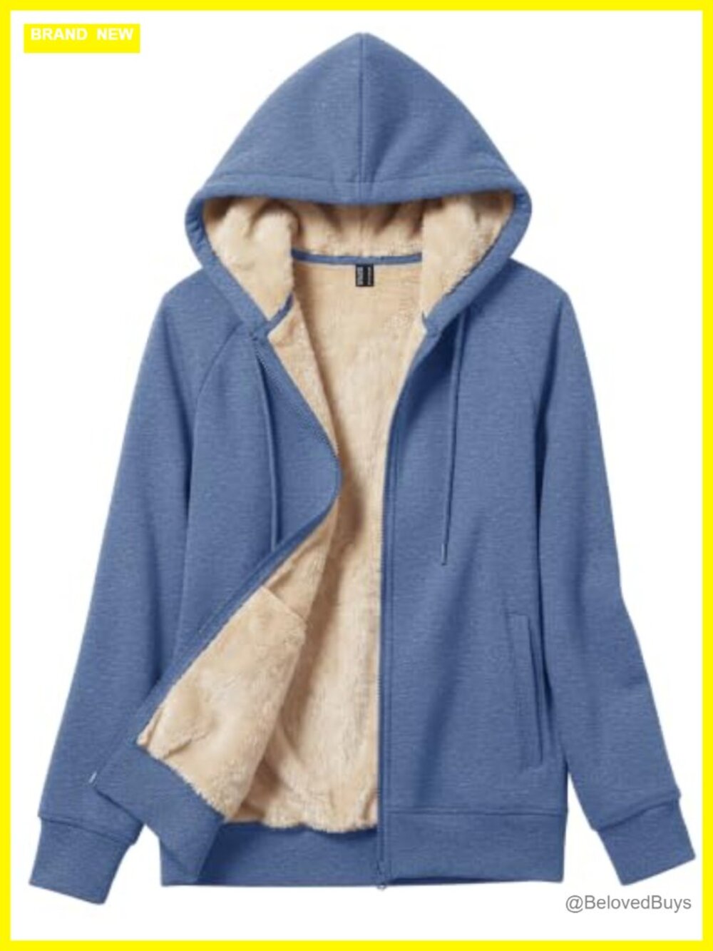 Women Sherpa Fleece Lined Full Zip Hoodie Cotton Blend Sweatshirt